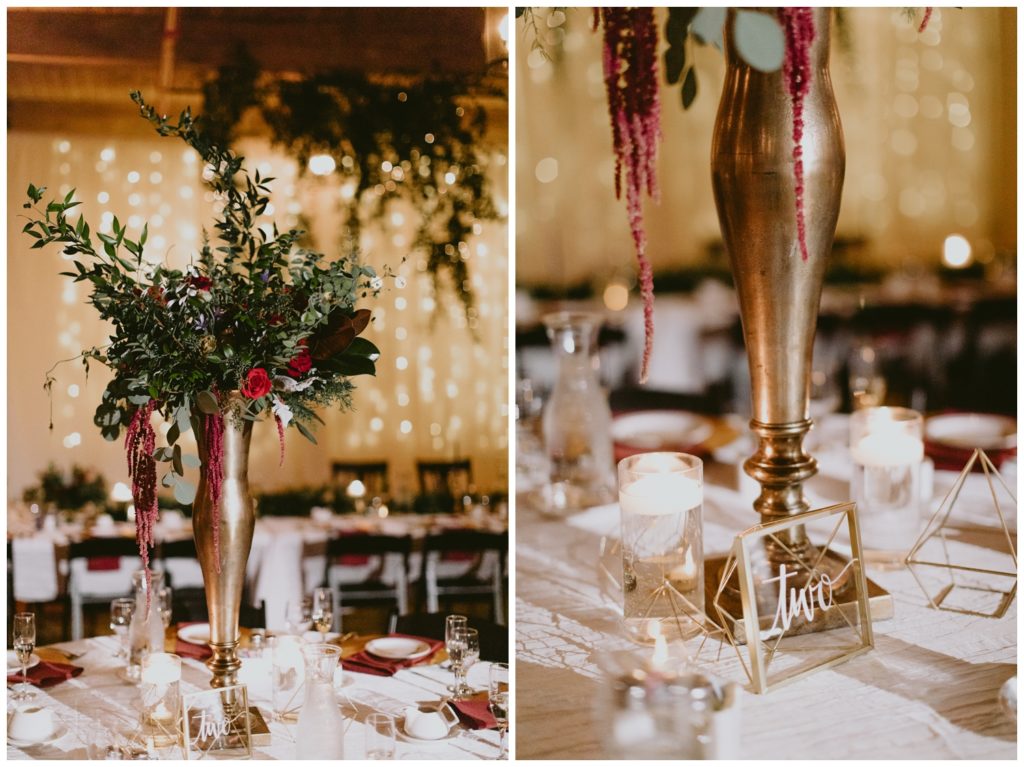 romantic winter wedding reception details 