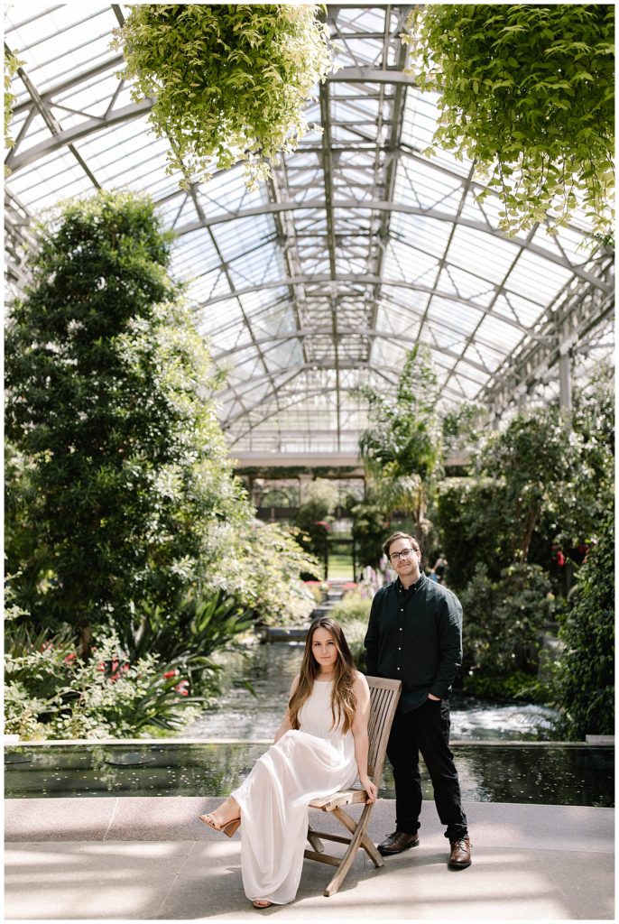 engagement photos in a conservatory