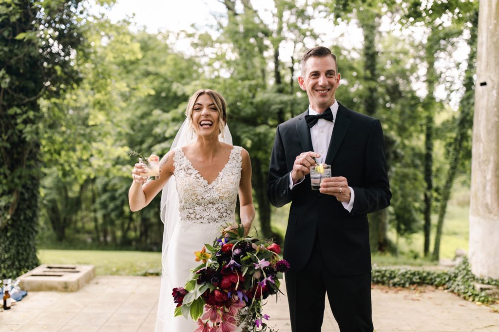 bride and groom genuinely happy at wedding