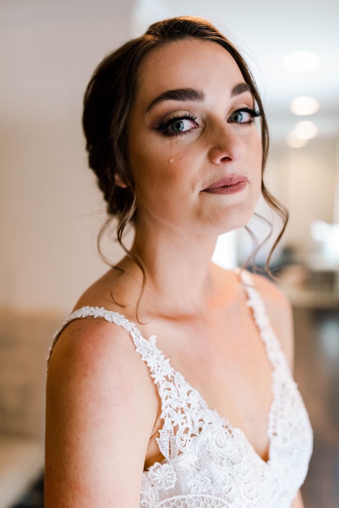 bride crying at wedding