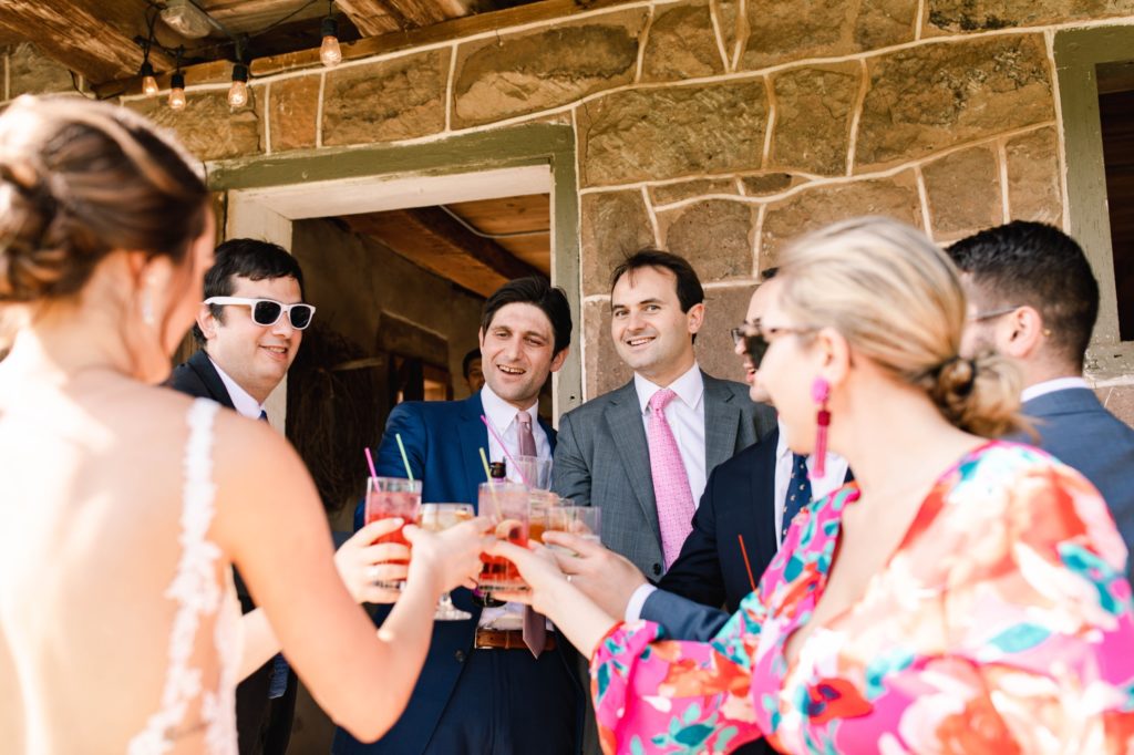 cocktail hour at barn wedding