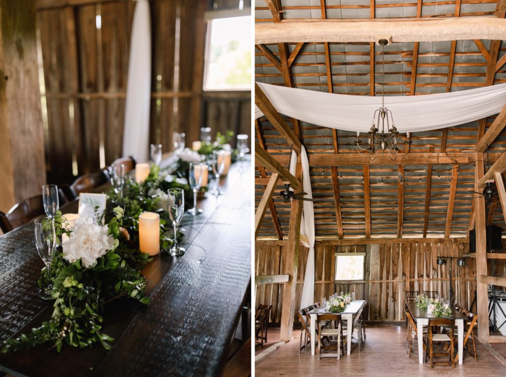 wedding reception at a barn at esser estate