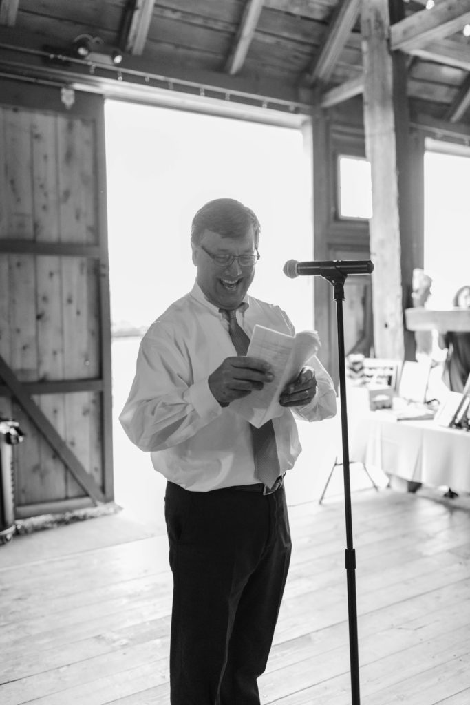 dad toasts at wedding