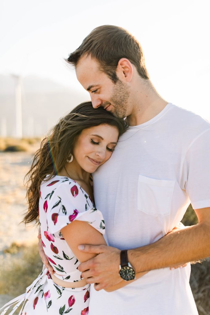couple engagement photos in palm springs desert 