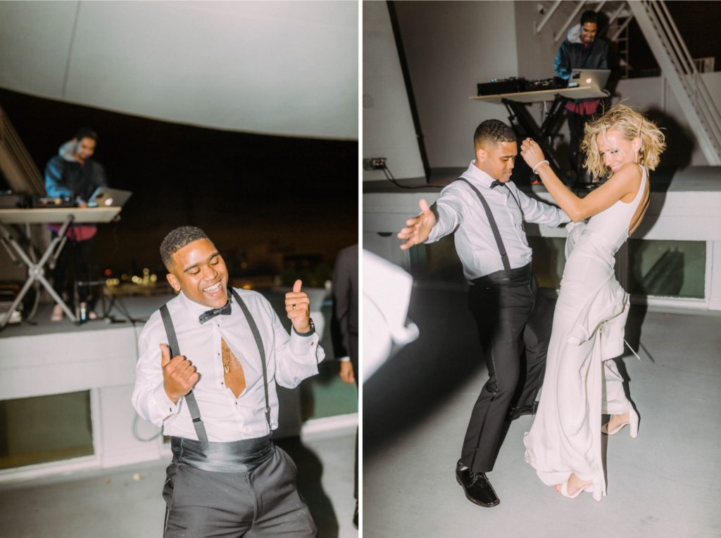 bride and groom dance together