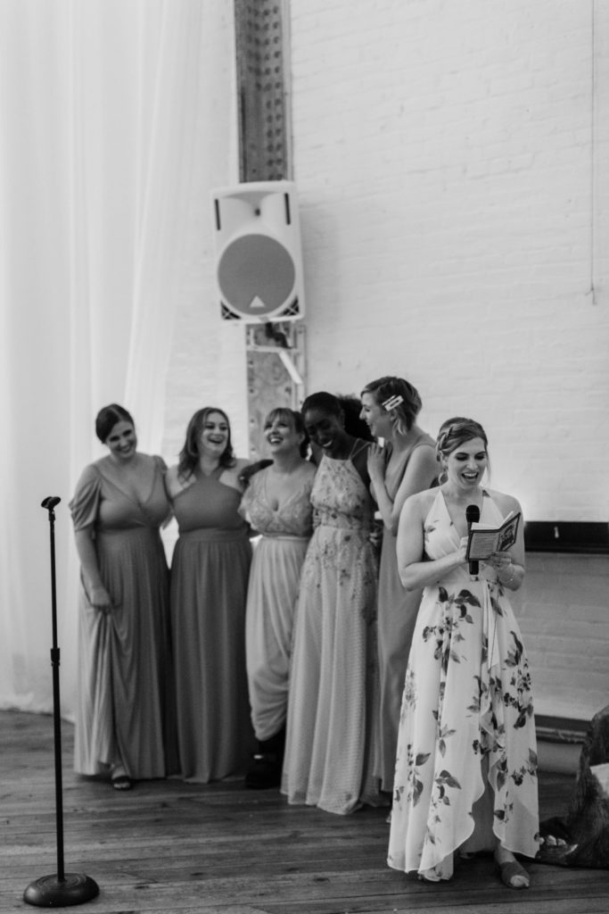 bridesmaids giving toasts