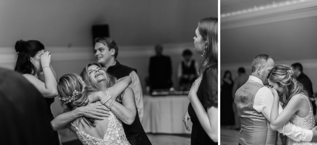 guests dance at wedding reception 