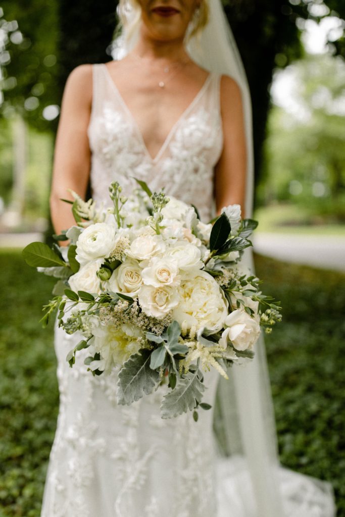 bride bouquet at intimate wedding