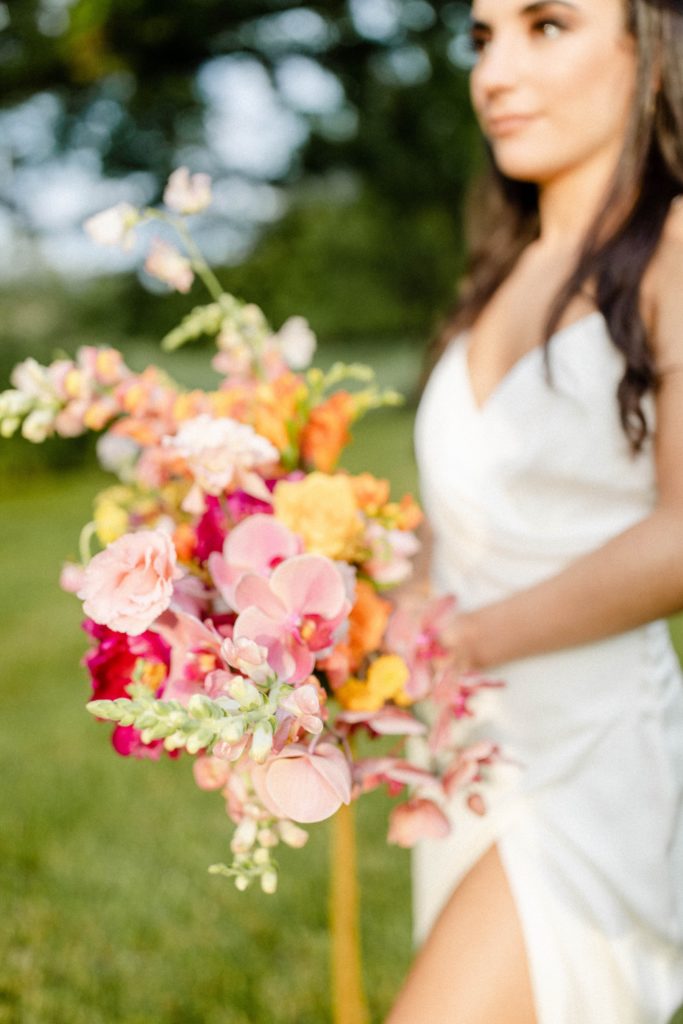 a bright and colorful wedding bouquet 