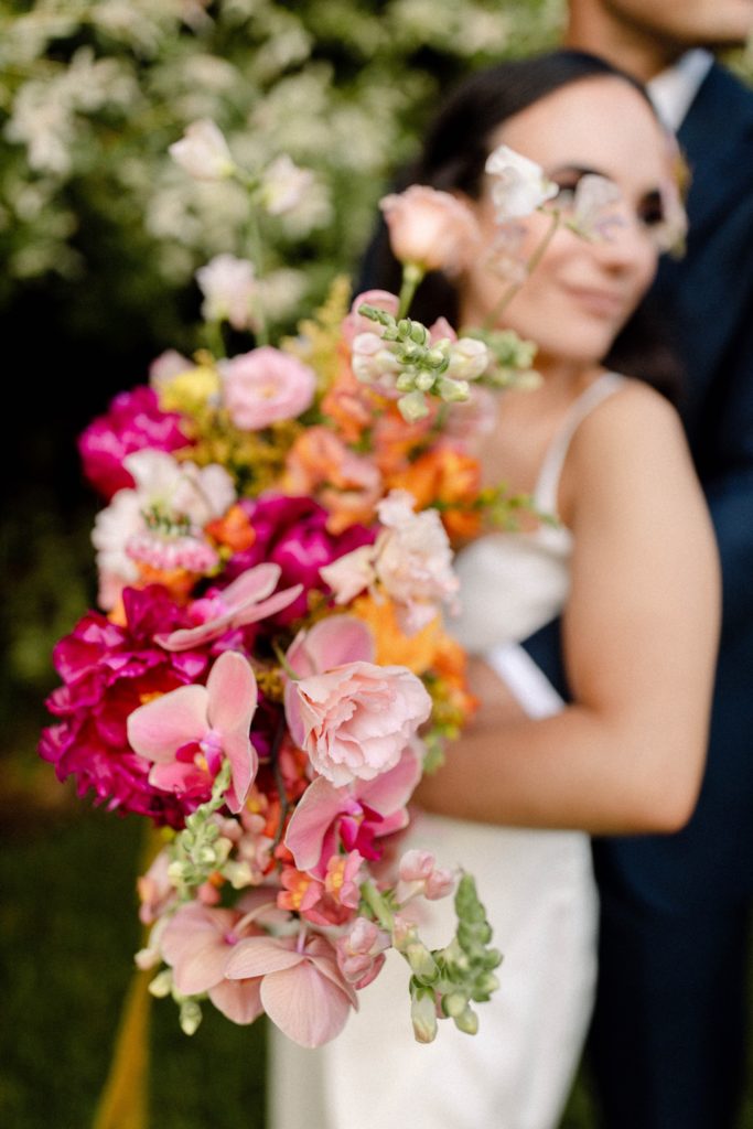 bright and colorful bride bouquet