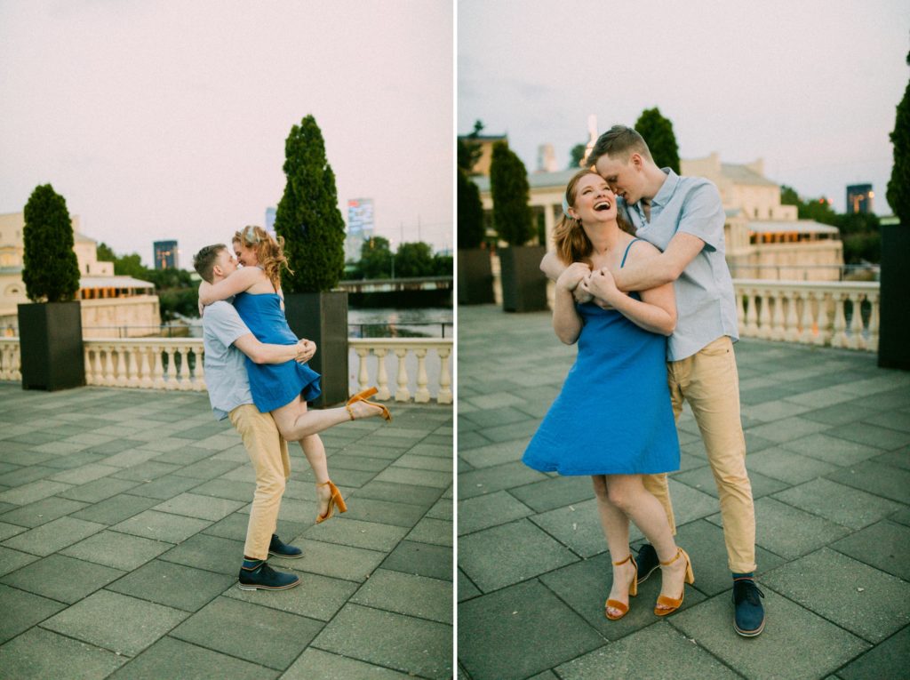 couple dancing in waterworks for romantic philadelphia couples session