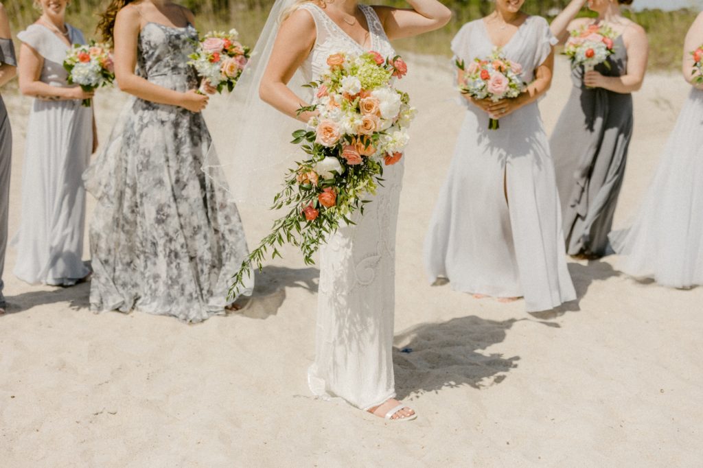 bride and bridesmaids flowers for hilton head beach wedding