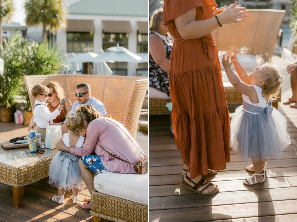 guests hanging out at cocktail hour for hilton head beach wedding