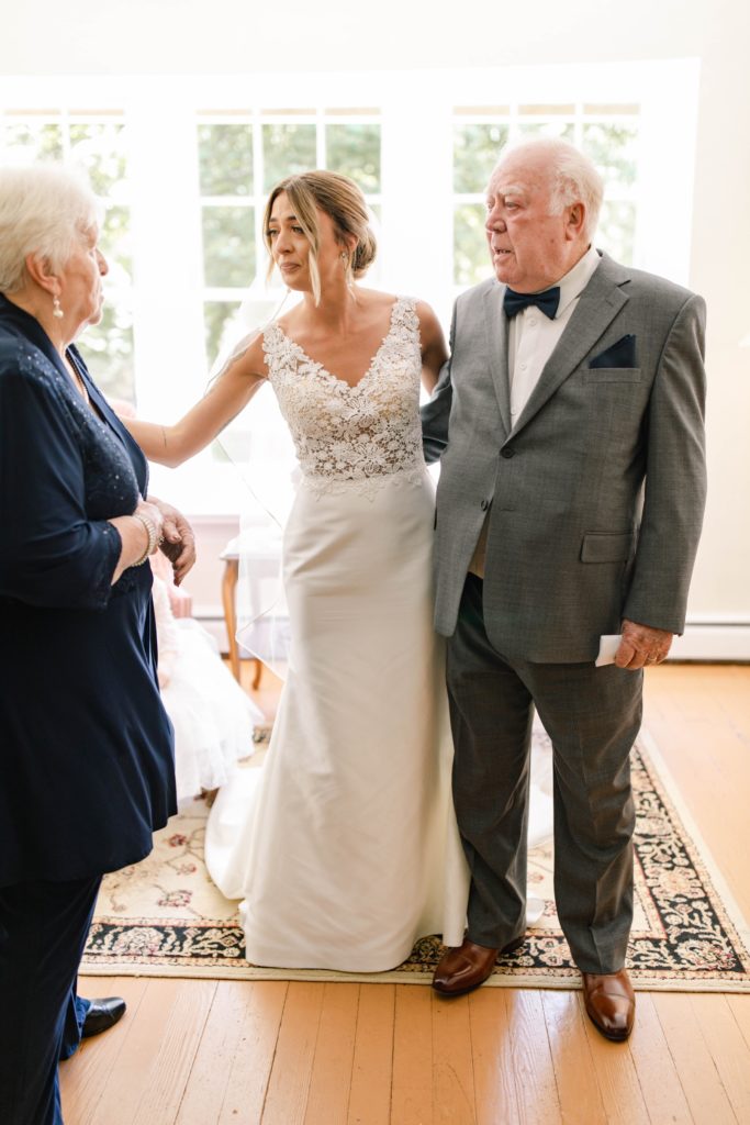 bride and grandparents cry 