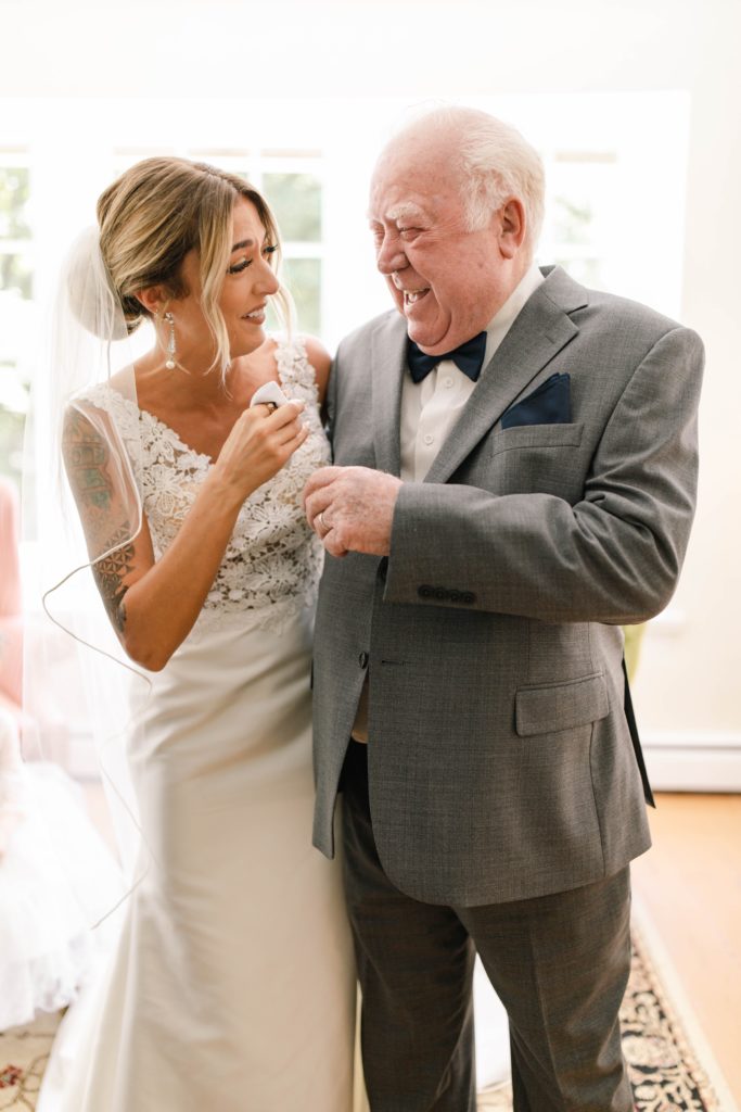 bride and grandparents cry 