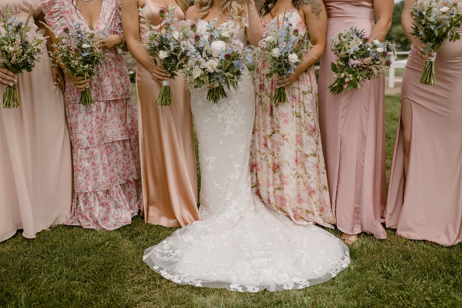 pink floral bridesmaids dresses