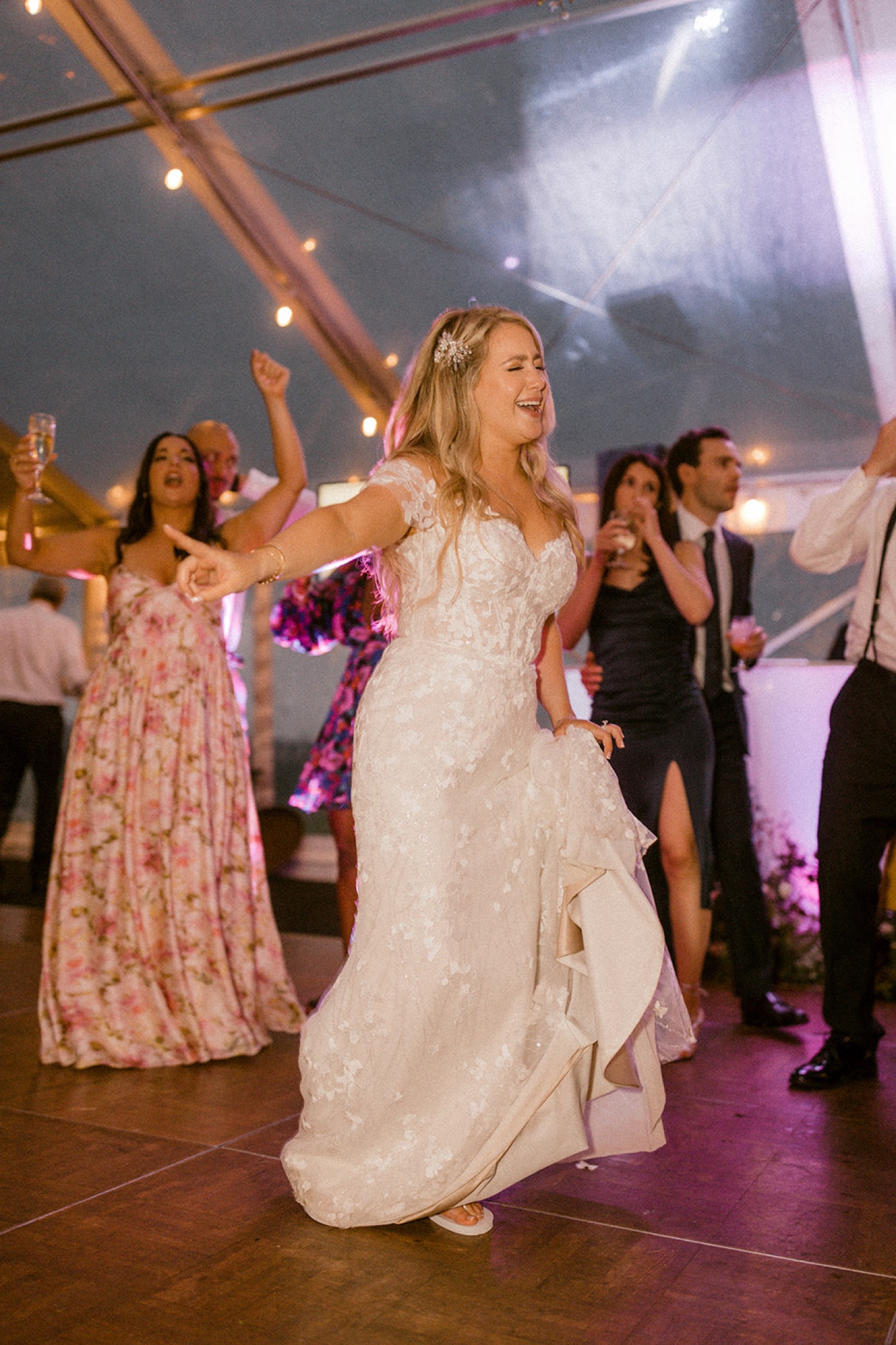 bride singing dancing wedding reception