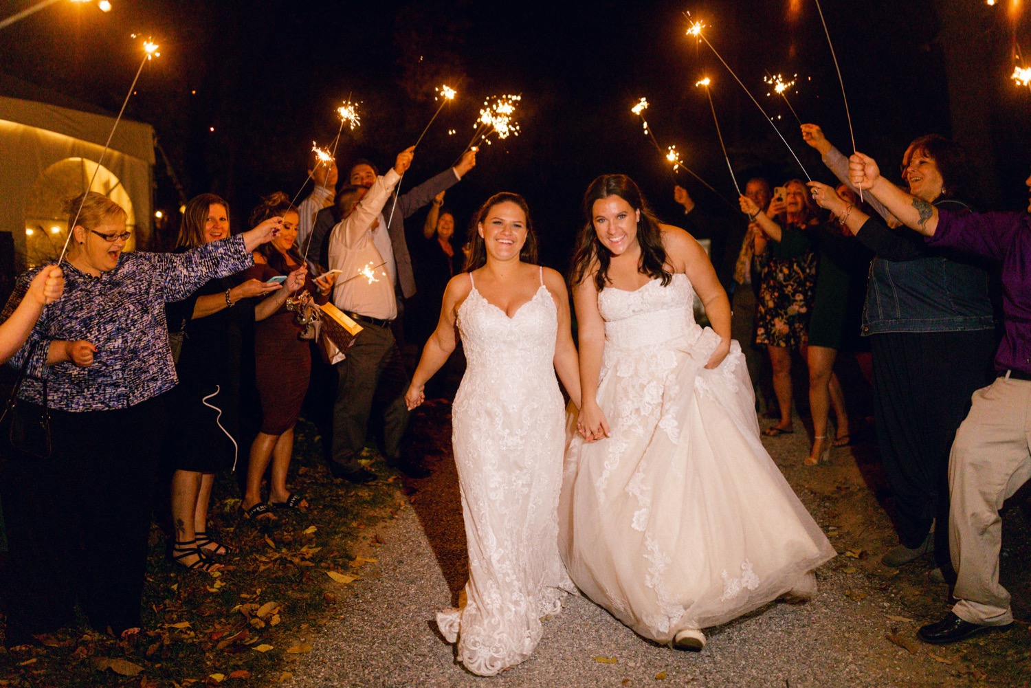 sparkler arch send off wedding brides