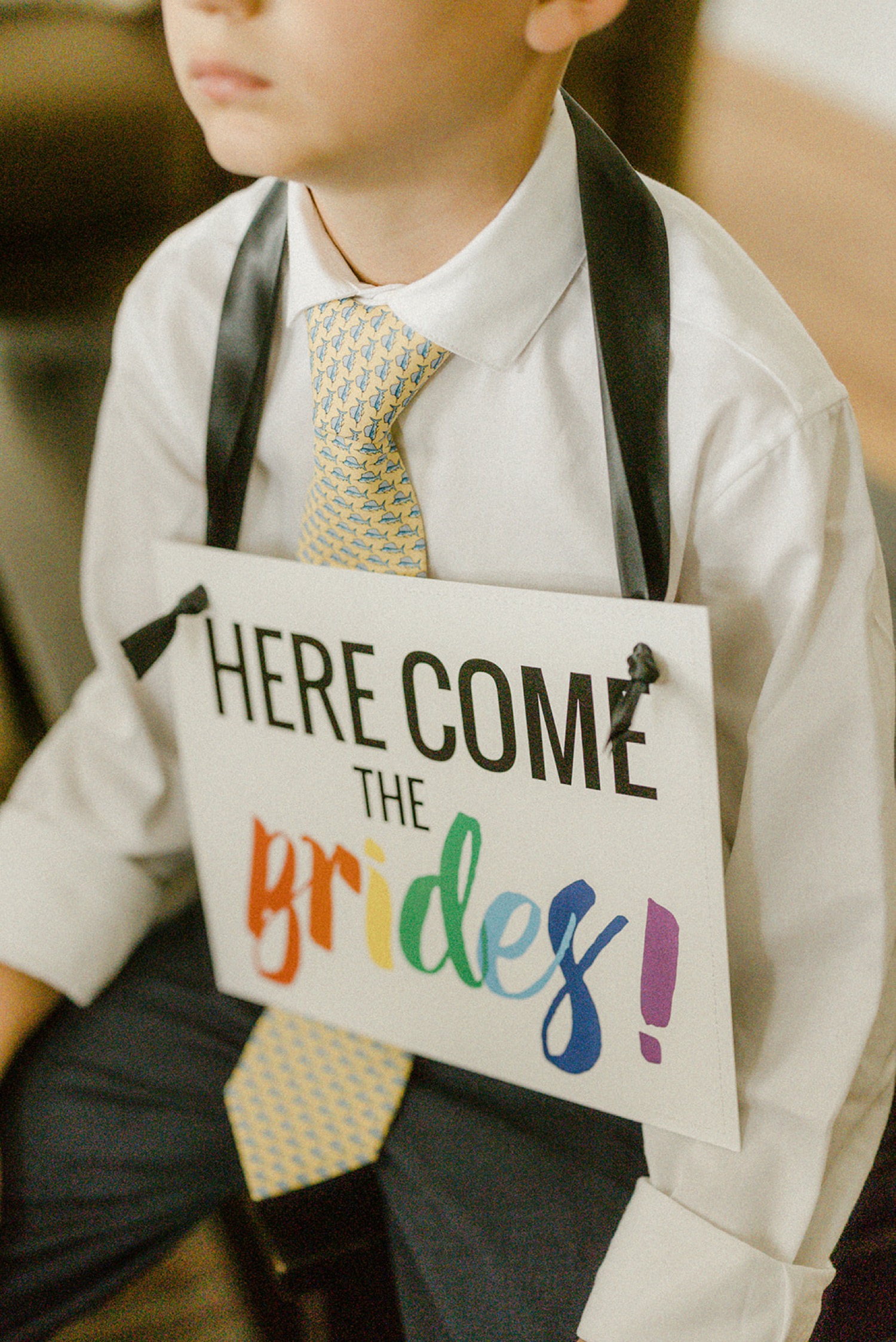 here come the brides rainbow ring bearer signs