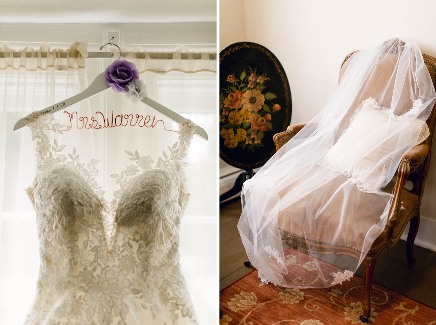 wedding dress and veil details