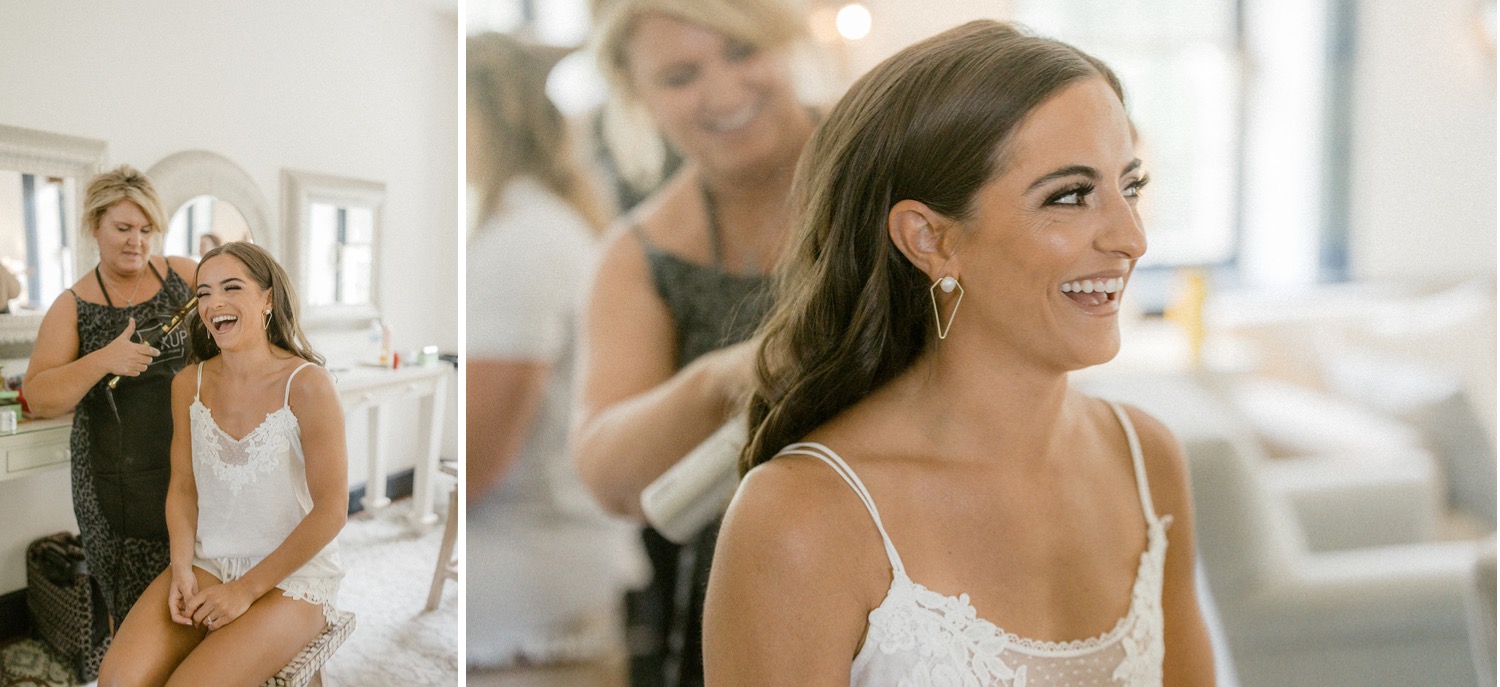 bride hair and makeup getting ready wedding