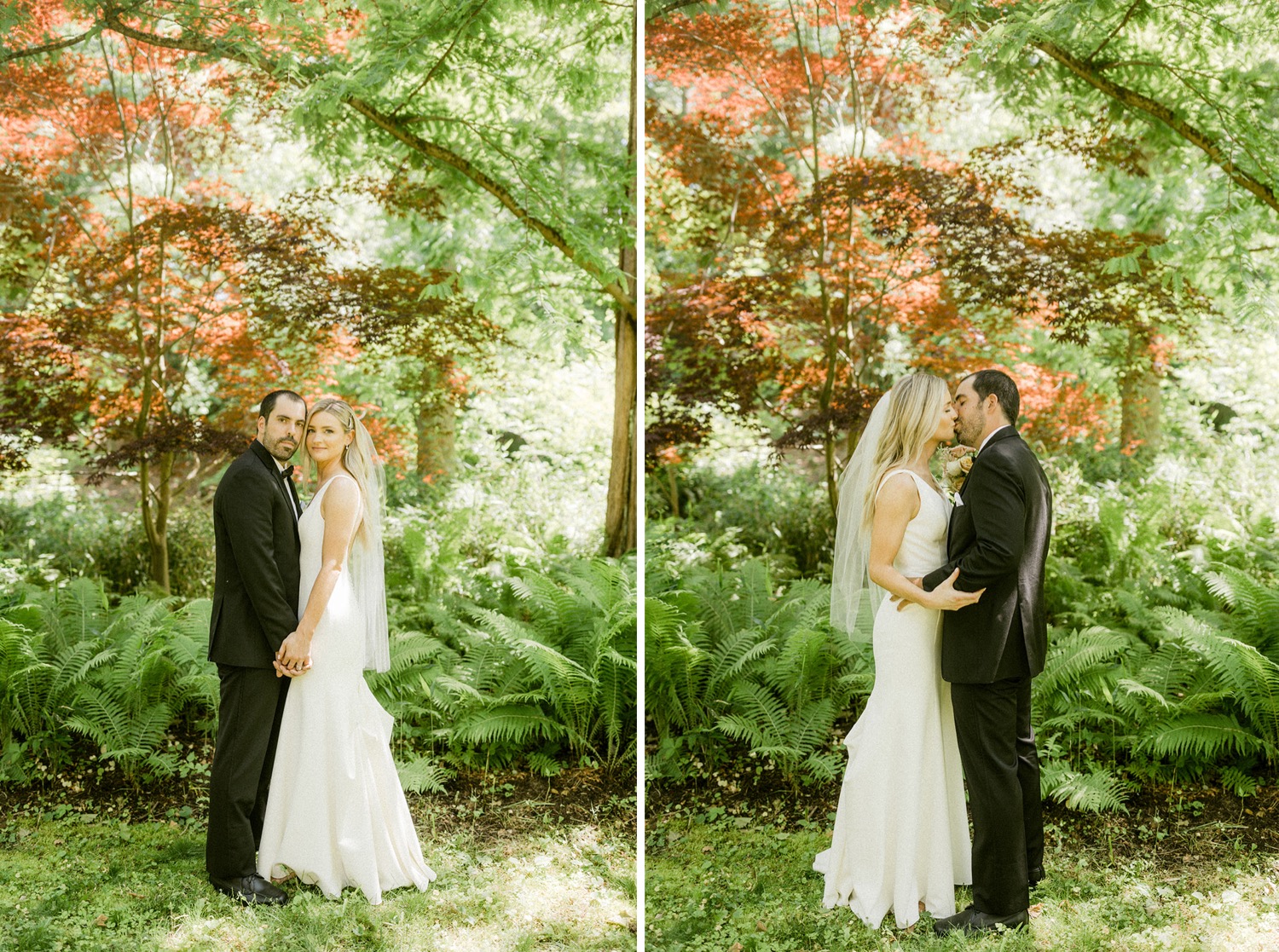 bride and groom orange and green leaves wedding portrait the old mill