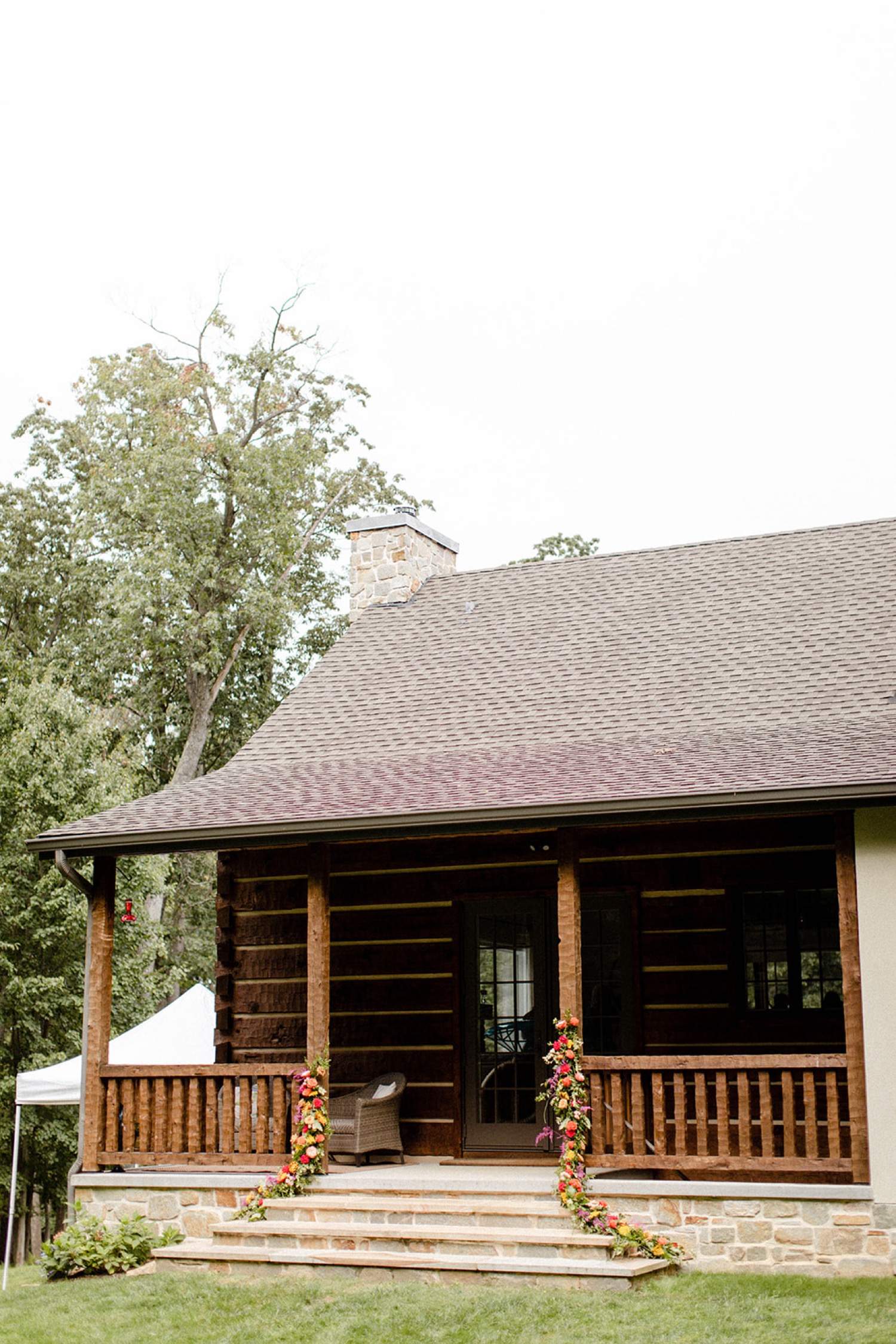 cabin exterior bohemian backyard wedding