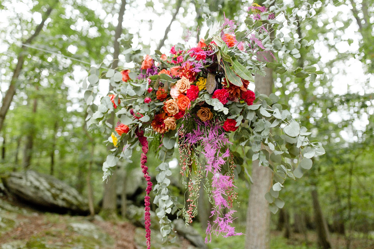 colorful bohemian wedding flowers