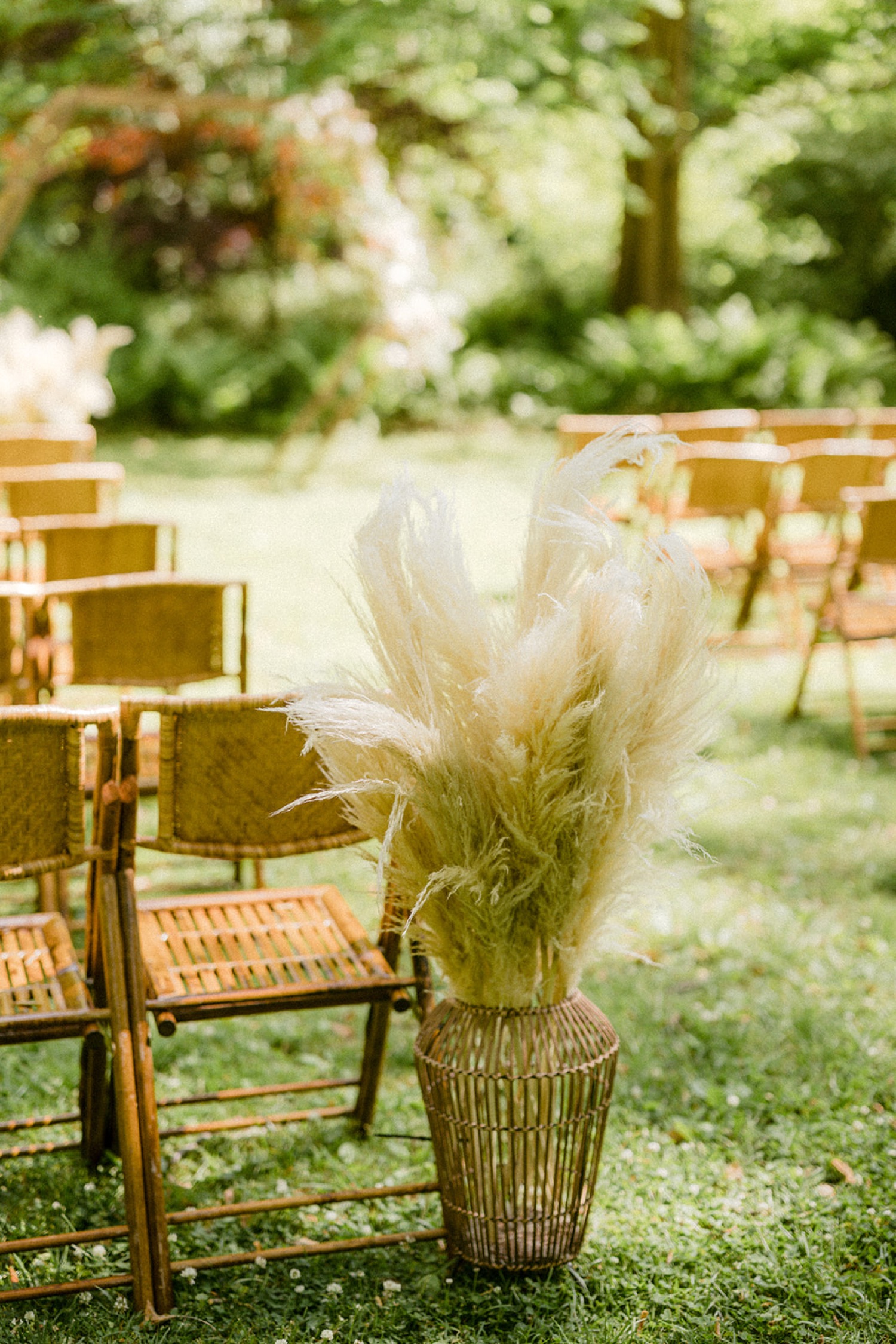 pampas grass wedding ceremony details the old mill philadelphia