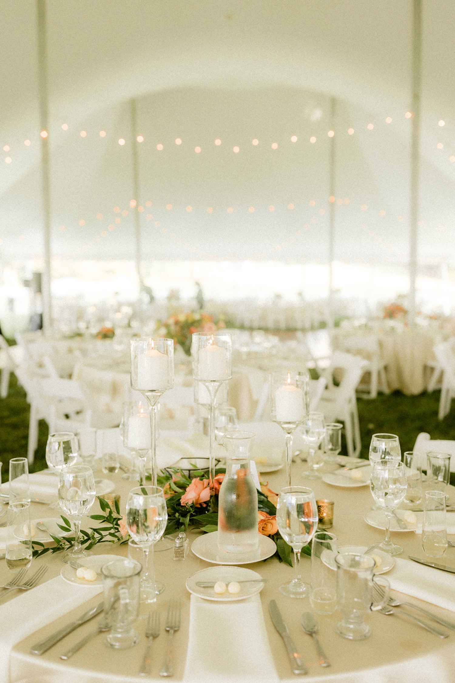 light and airy reception tent summer dreamy backyard wedding