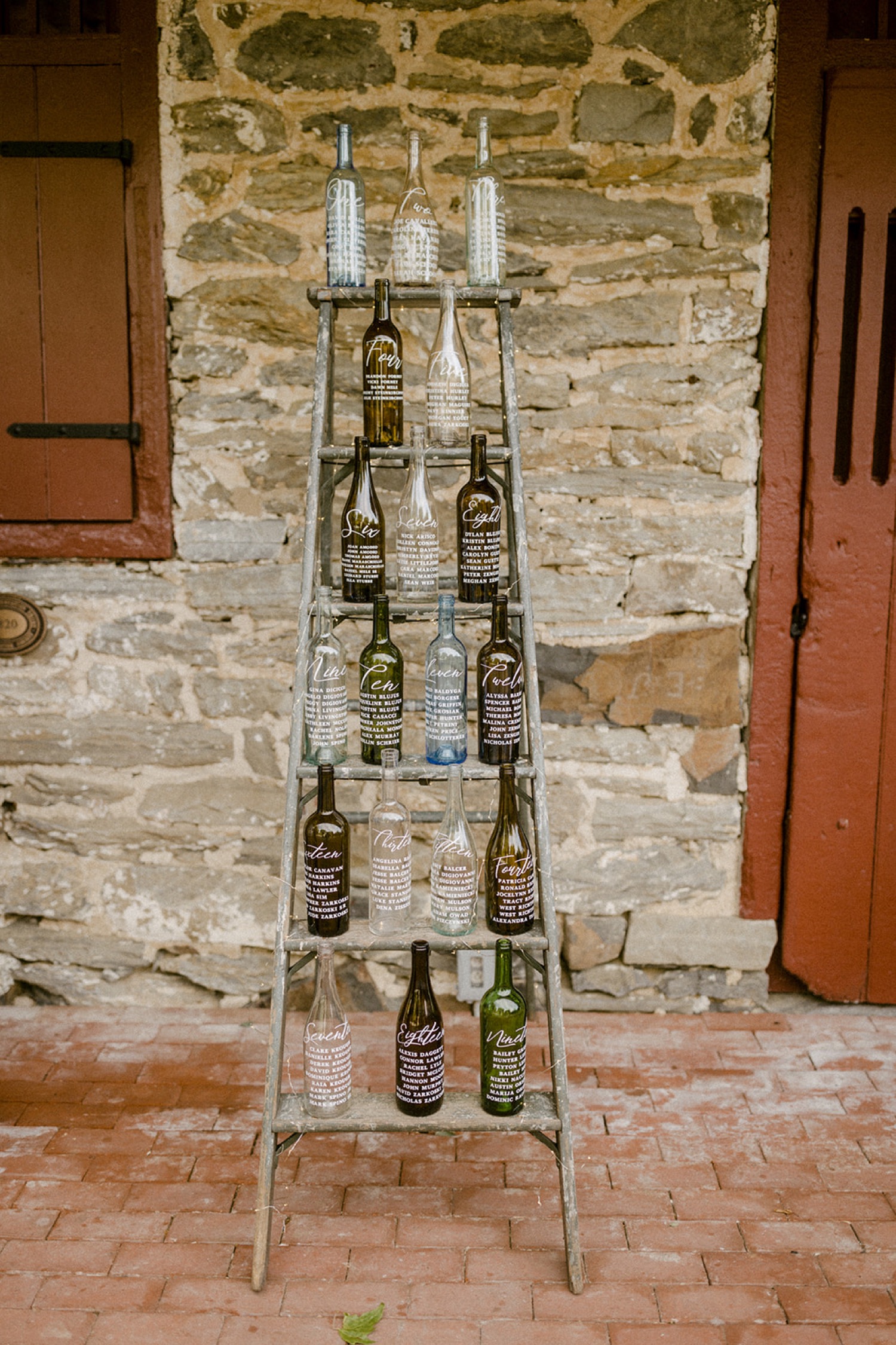 bottle rustic ladder wedding seating chart