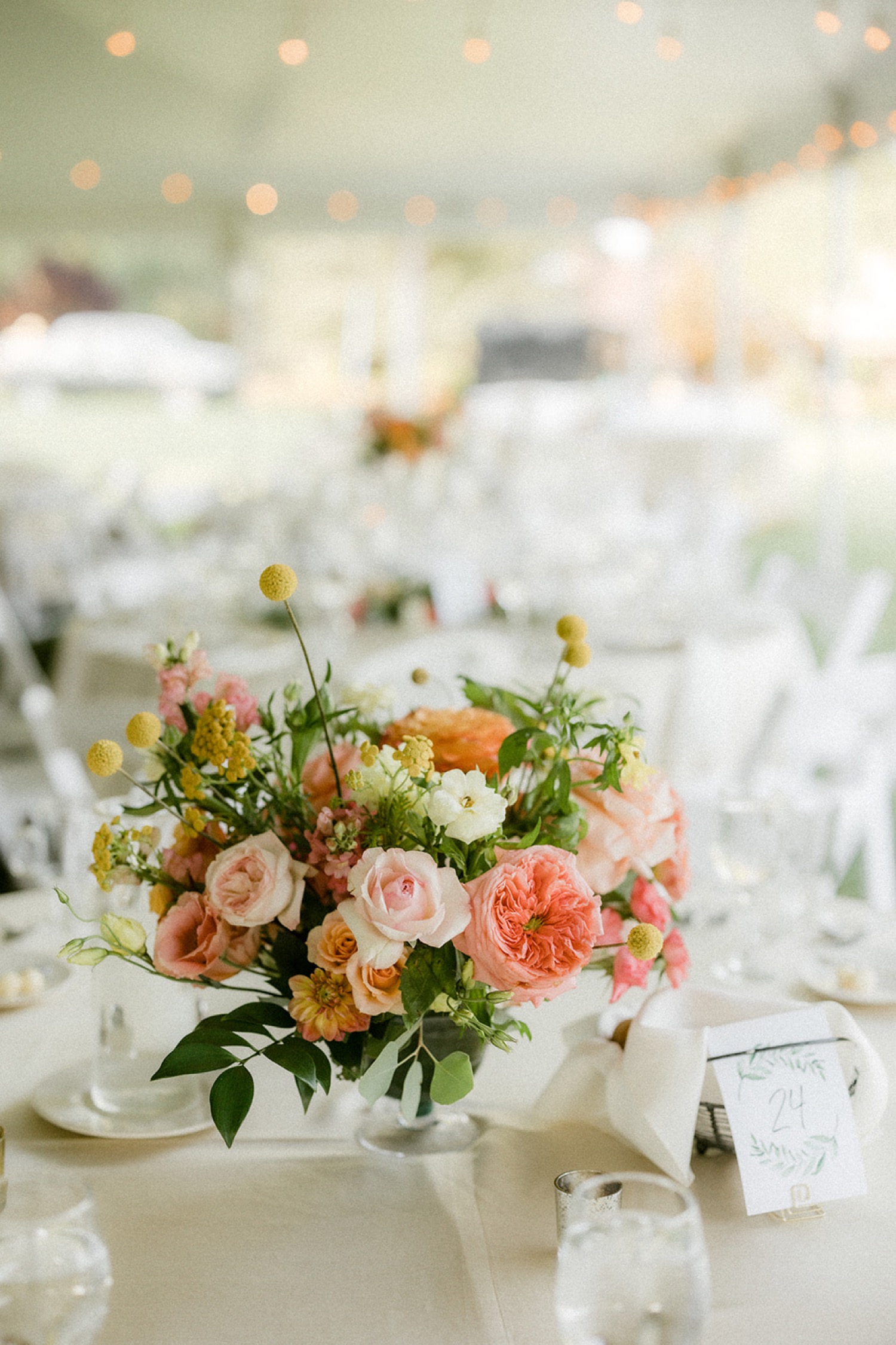 colorful flower wedding reception table centerpieces