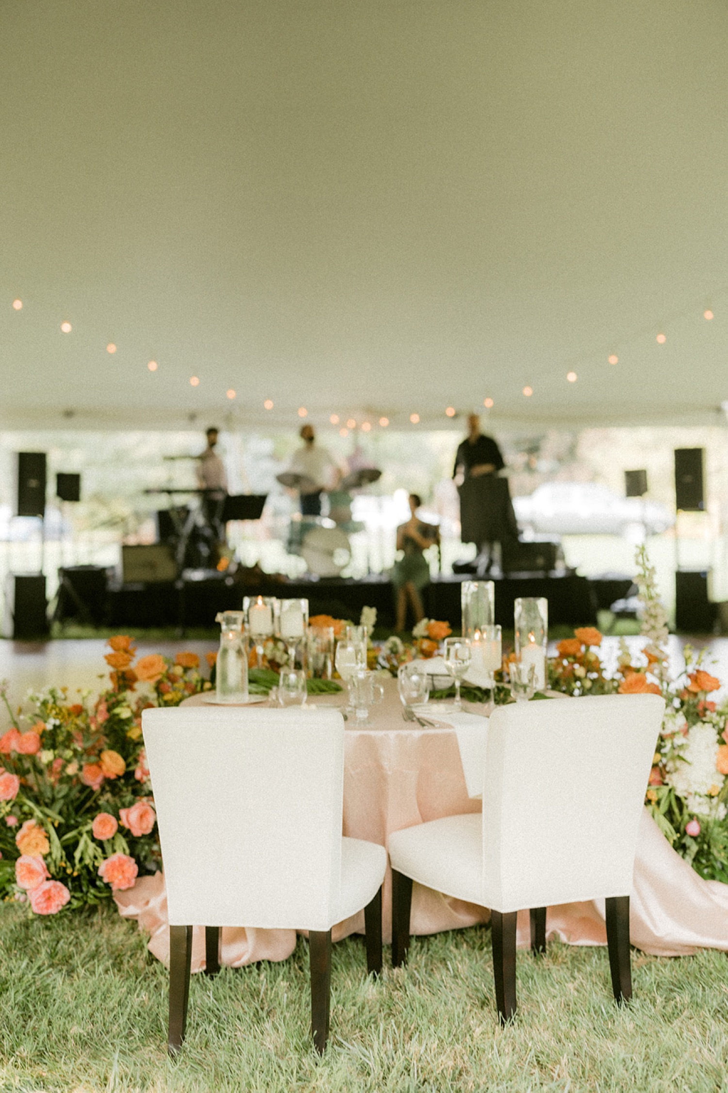 head table facing the band wedding reception