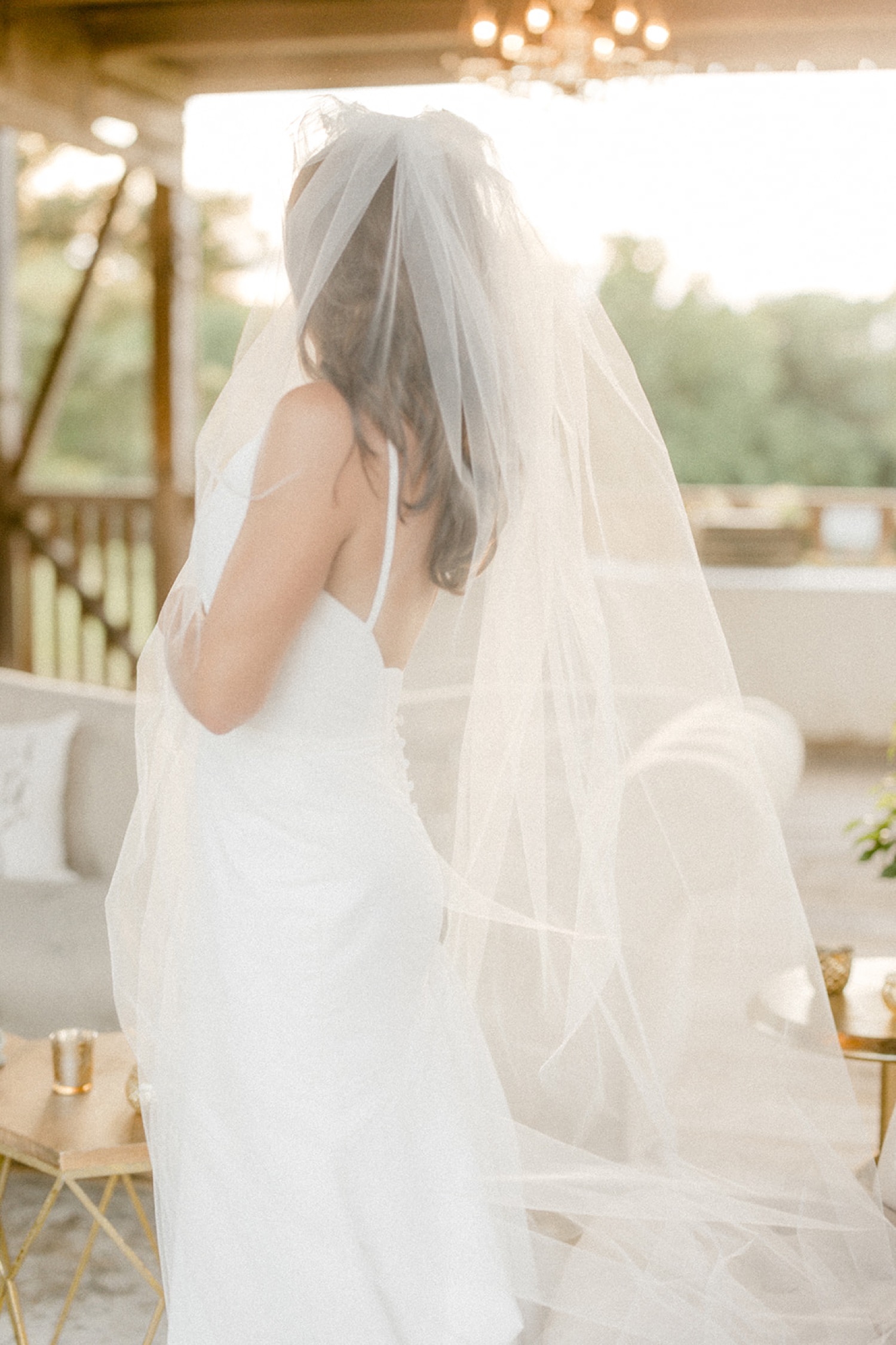 bridal veil wedding portrait