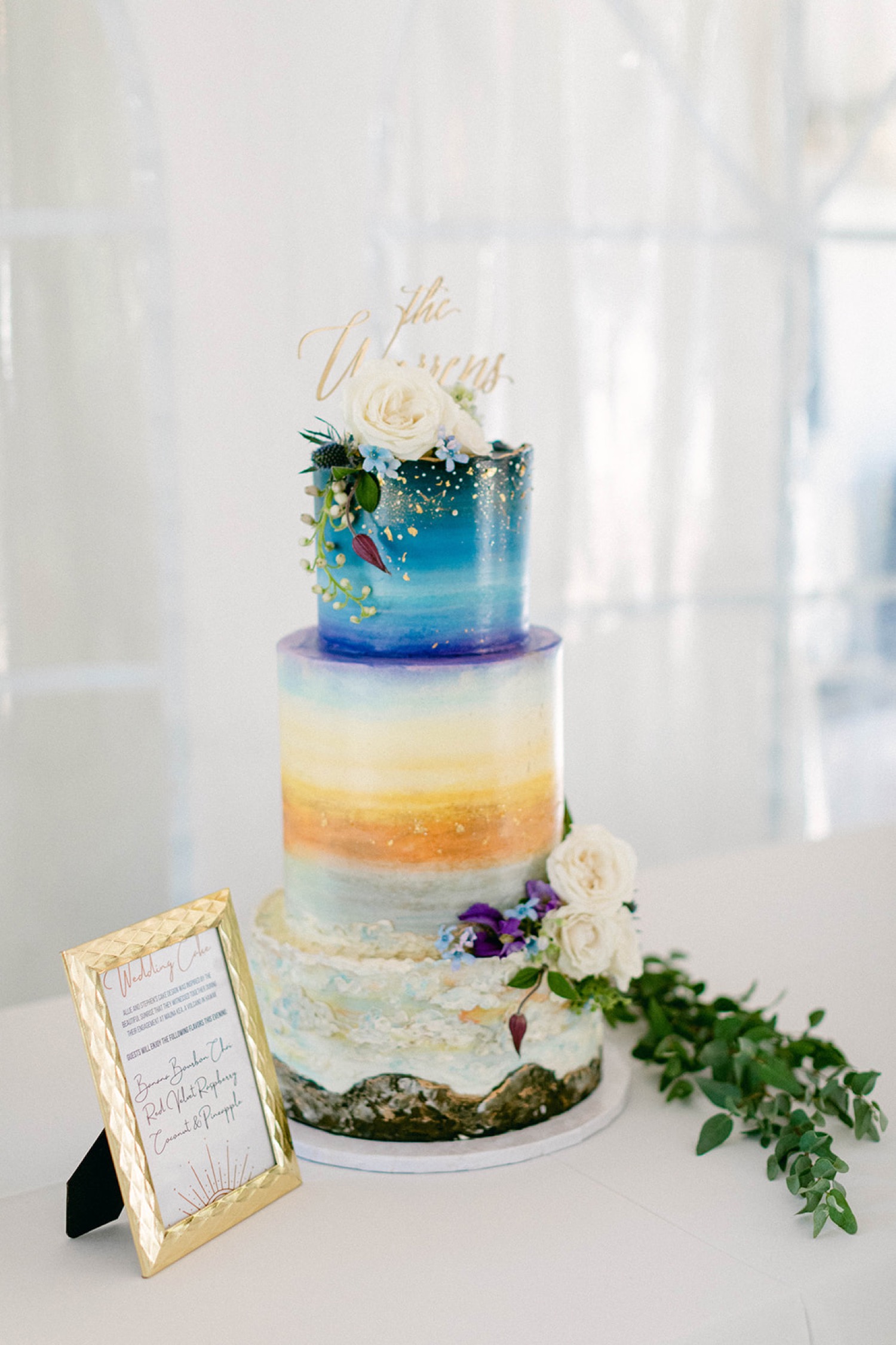 celestial themed two tiered wedding cake