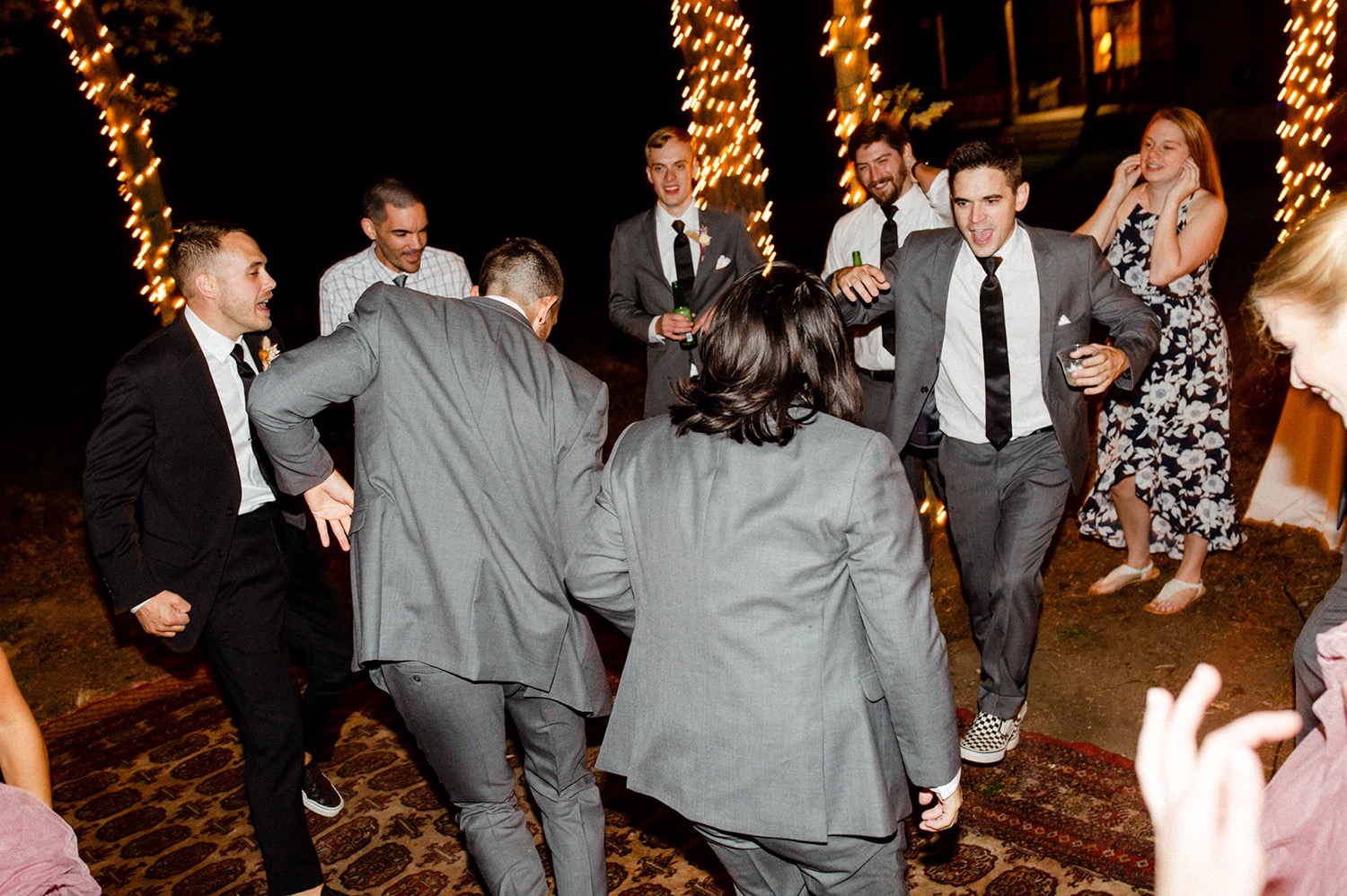 groomsmen dancing wedding reception