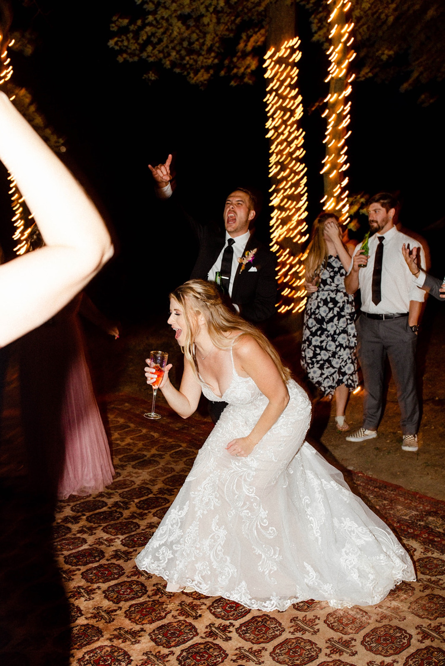 bride singing on dance floor wedding reception