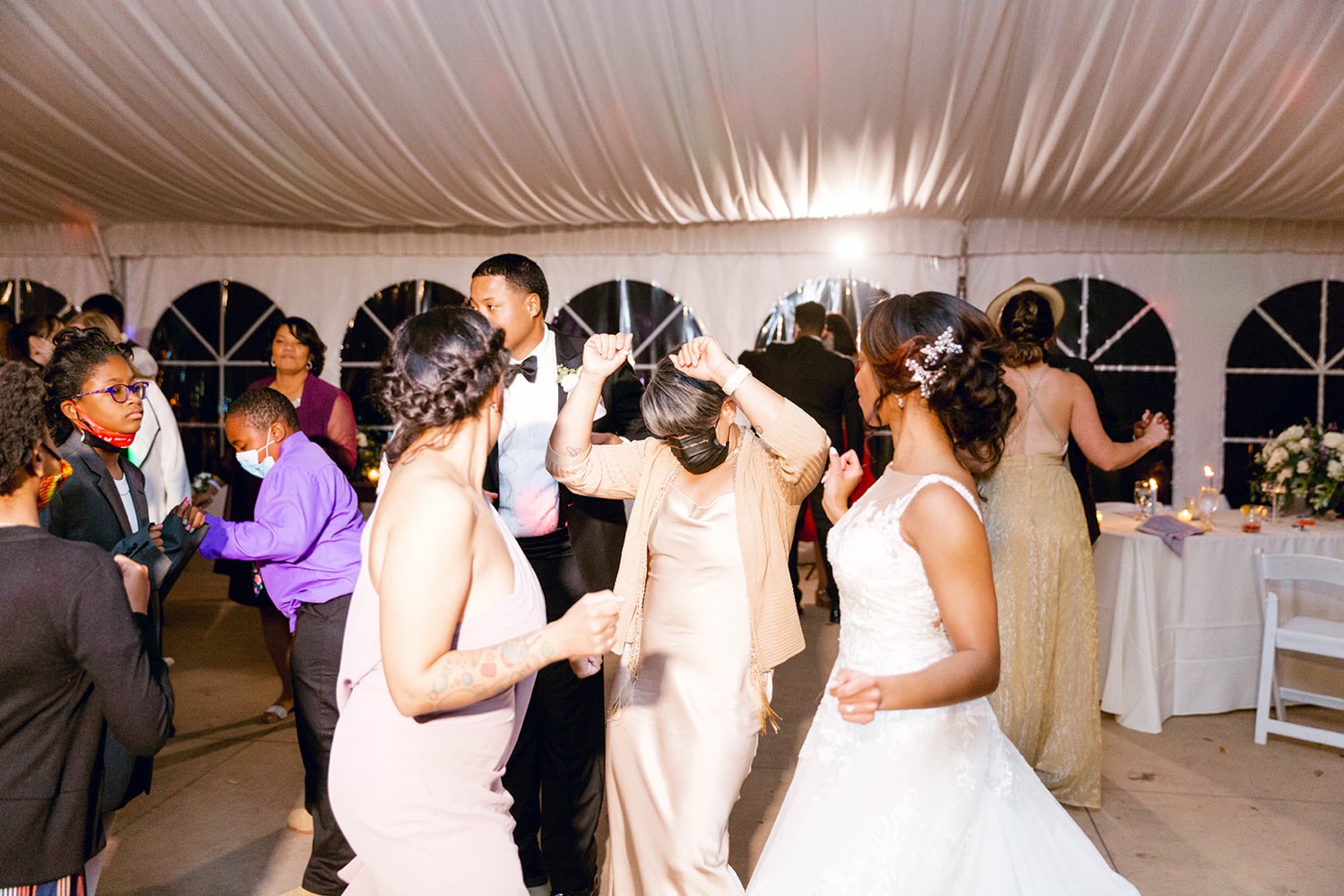guests partying dancing wedding reception