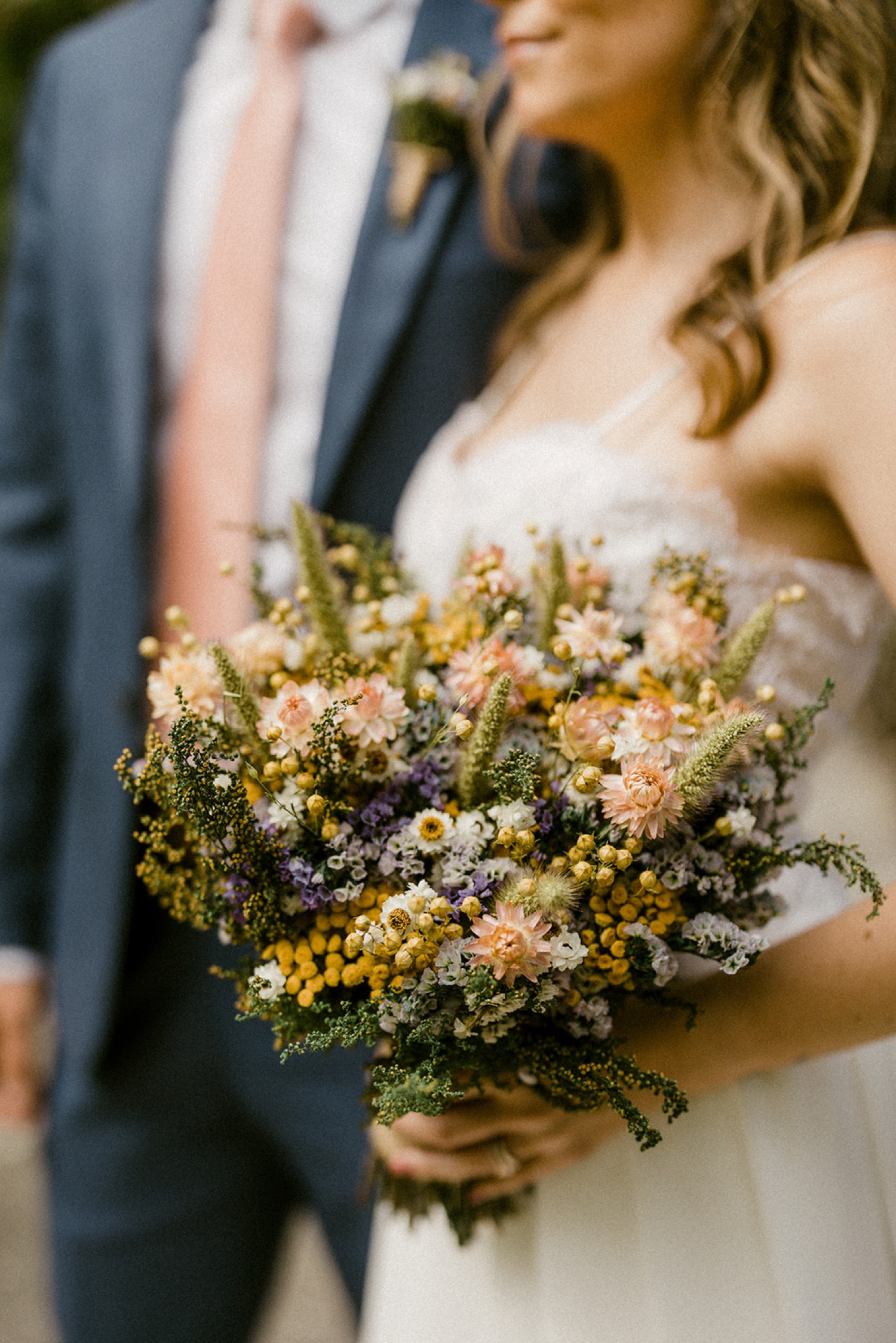 dried wedding floral bride bouquet with lavender