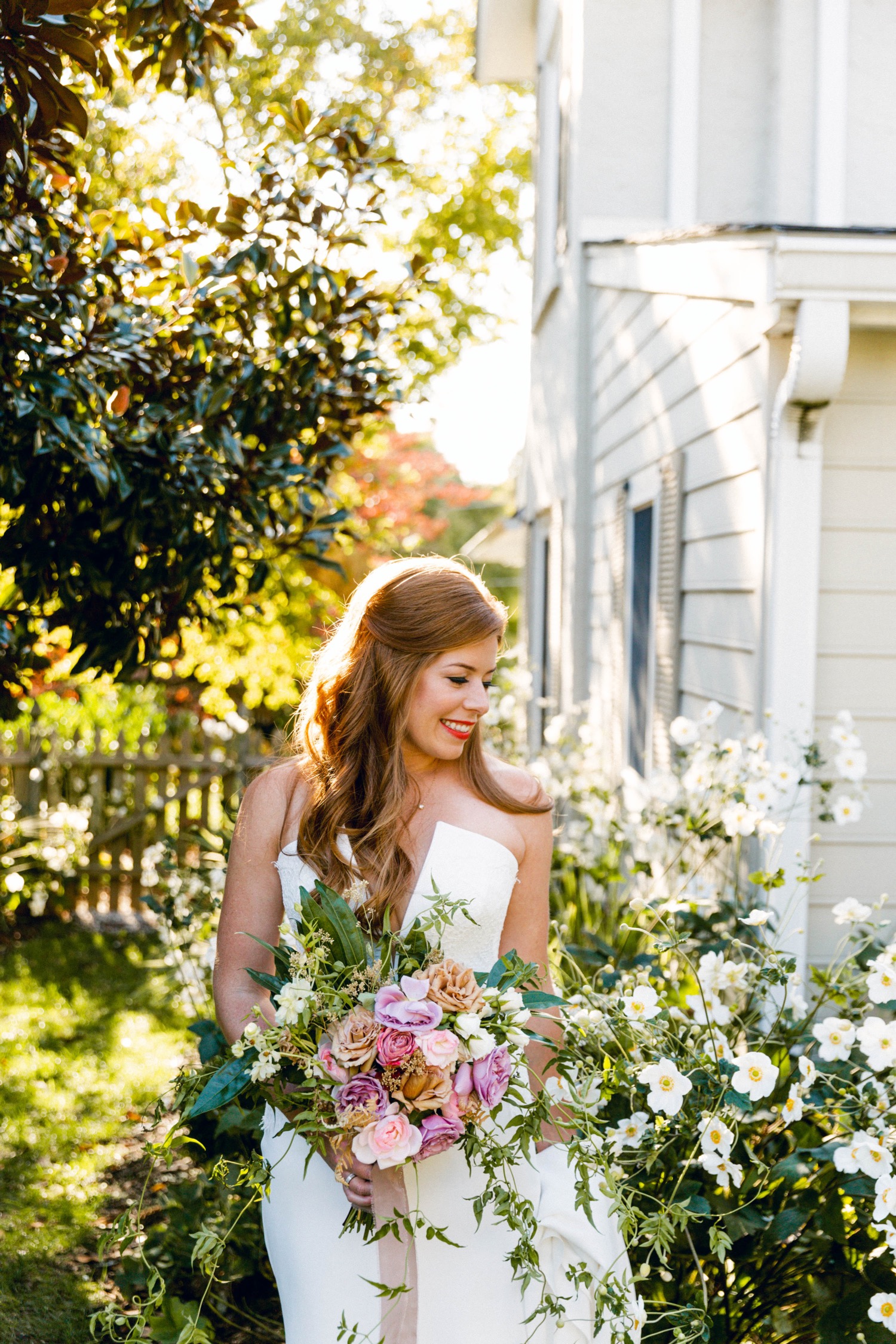 bride portrait luxurious backyard wedding