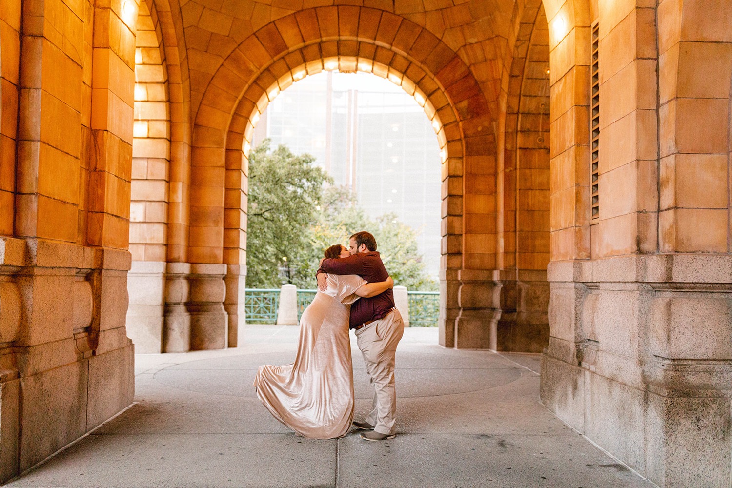 couple kissing formal engagement session