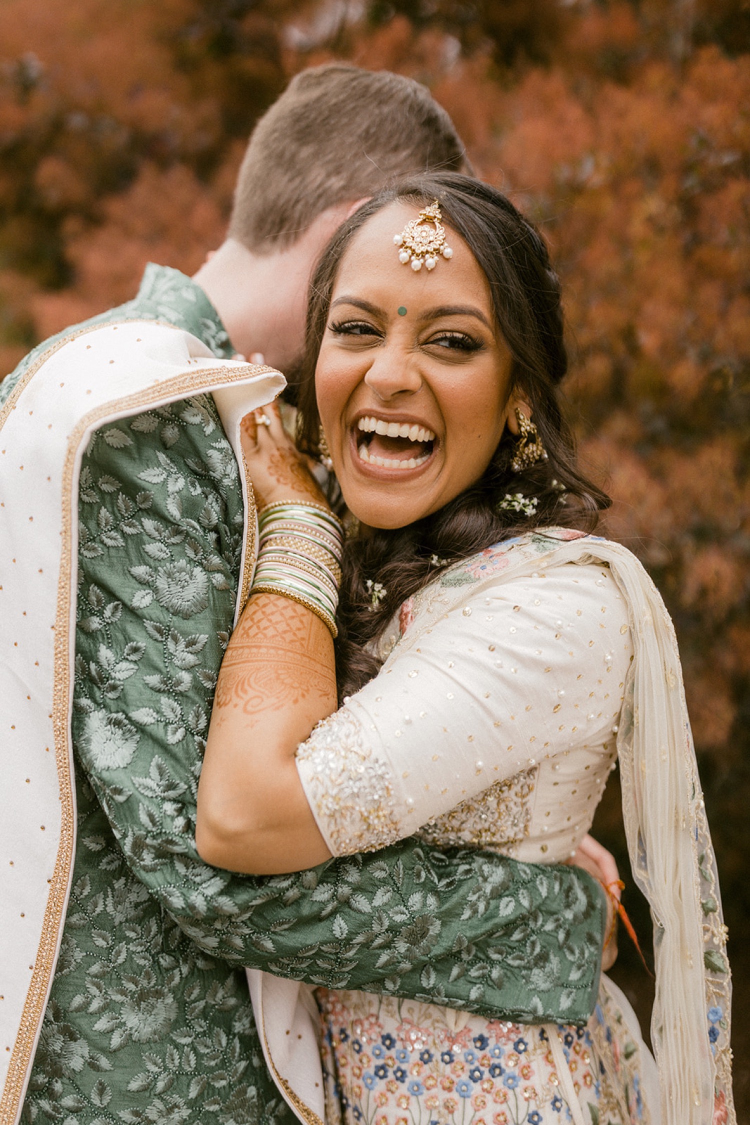 bride laughing wedding portrait