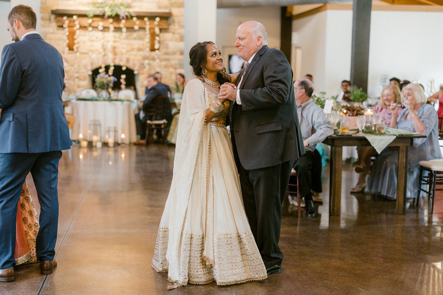 bride and father in law dancing wedding reception