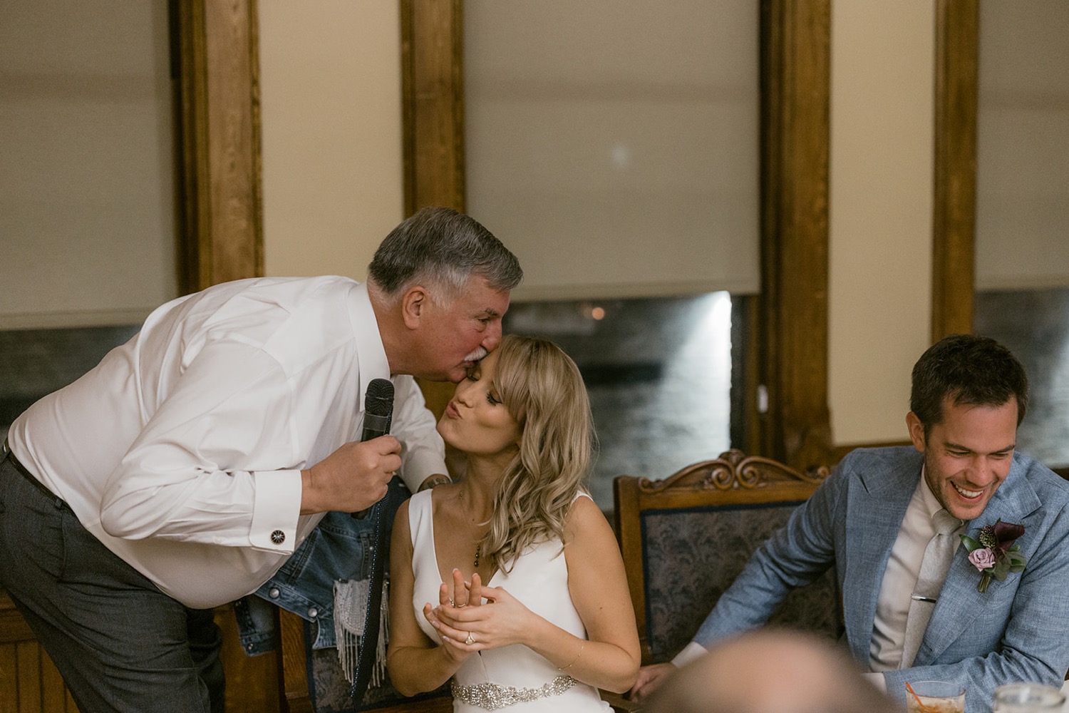 bride kissing dad wedding toast speech