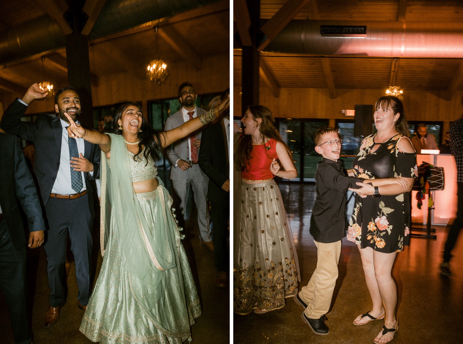 guests dancing celebrating at wedding reception