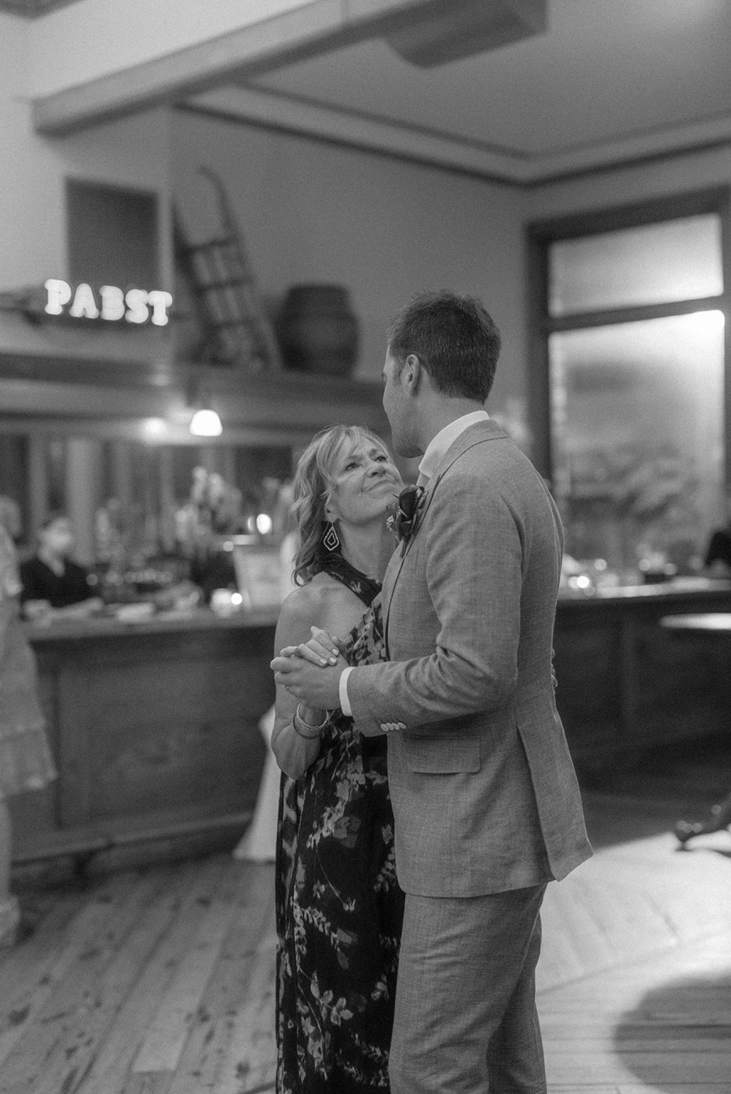 groom and mother dancing Pabst Best Place Brewery Wedding