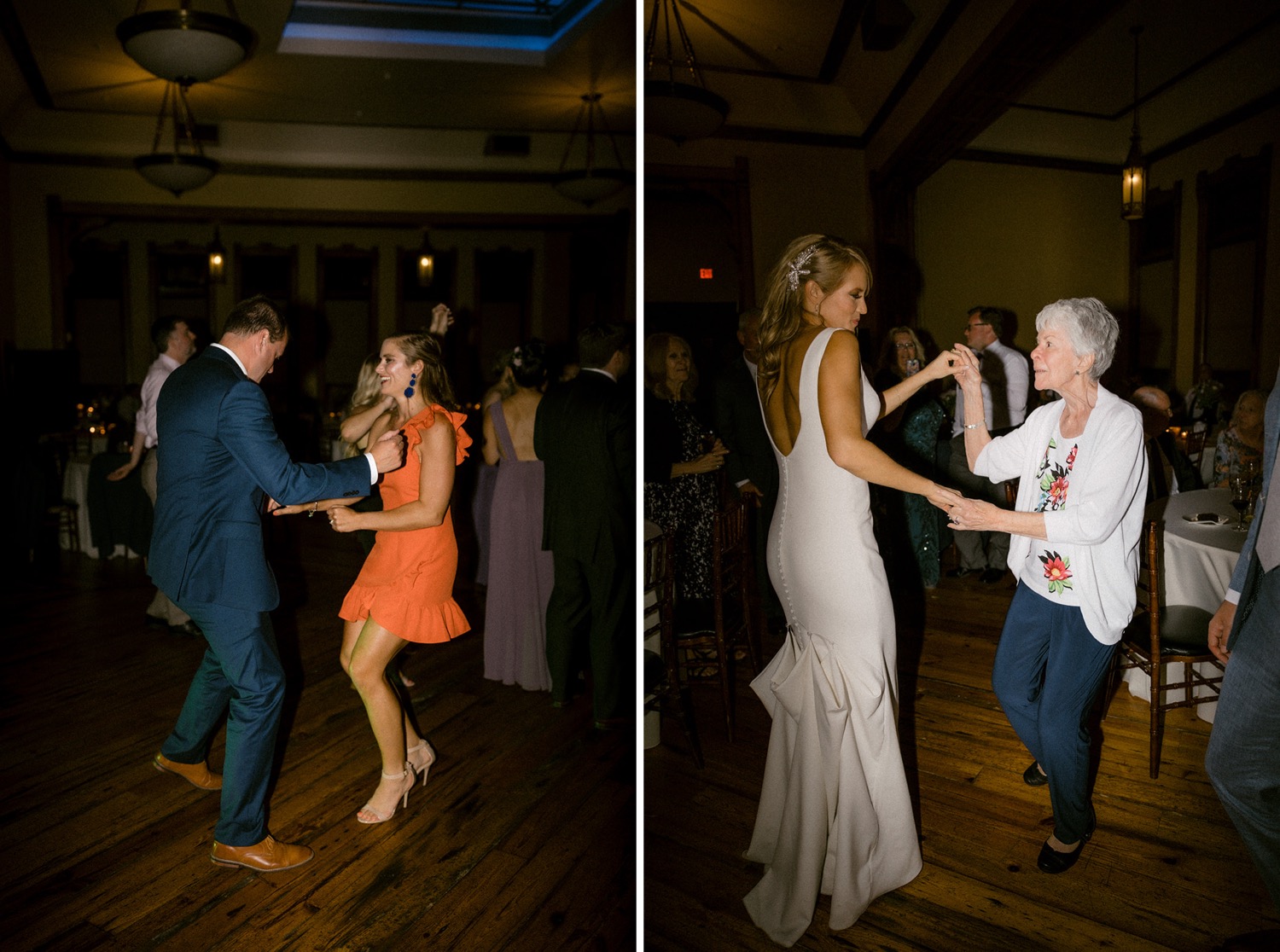 couple dancing bride and grandma wedding reception