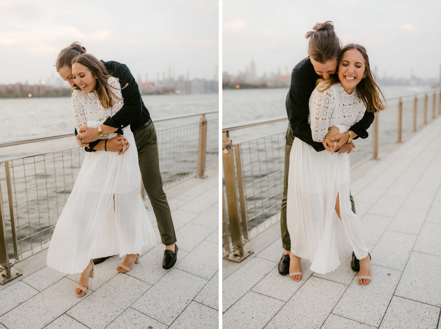 couple tickling laughing engagement session